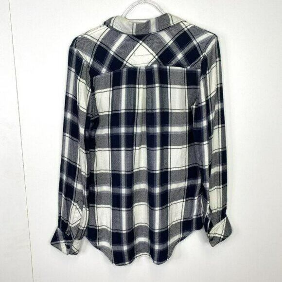 Rails Shirt Womens Size XS Flannel Plaid Long Sleeve Navy Blue Button Front - Picture 4 of 4